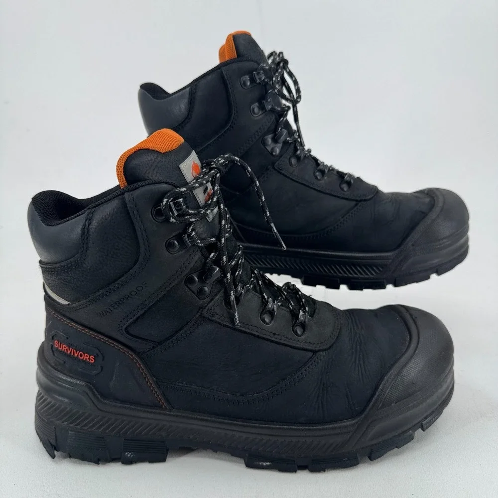 Herman Survivors Work Boots MENS Black Leather Lace Up Comp Toe SIZE 10